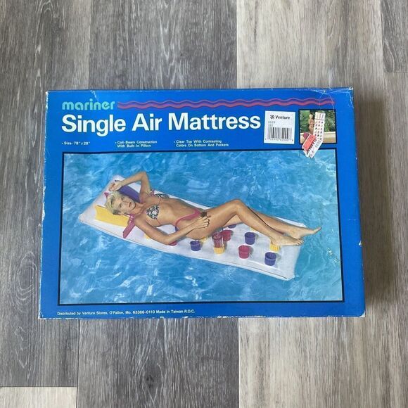 VINTAGE MARINER AIR MATTRESS 18 POCKET POOL FLOAT 78" X 28" NEW IN BOX - Picture 1 of 7